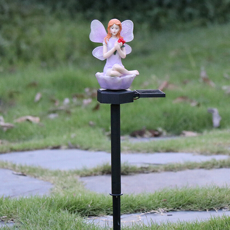Solar Flower Fairy Light Outdoor Lawn Stakes Lamps Garden Decor (Purple)