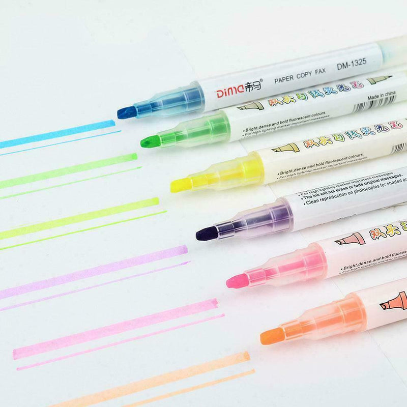 Dual Tip Highlighter Set 6 Pcs Gel Bible Highlighter Non-Bleeding Color T8F3