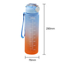 Plastic Water Bottle with Time Marker Sports Leakproof Drink Cup (Blue) Newly