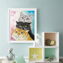 Three Cats Oil Paint By Numbers Kit DIY Acrylic Painting on Canvas Frameles