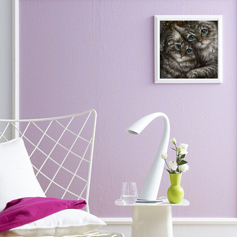 5D DIY Diamond Painting Full Round Drill Two Cats Wall Decor Rhinestone Cra