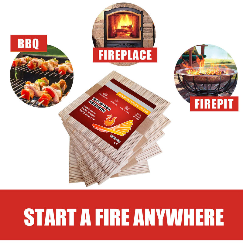 Kindling Wood Fire Starter Sticks - Safer & Quicker BBQ Burning Firestarters
