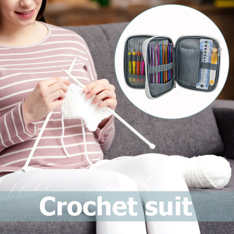 1 Set Portable Crochet Hook Yarn Knitting Craft Case Needles Home Sewing To