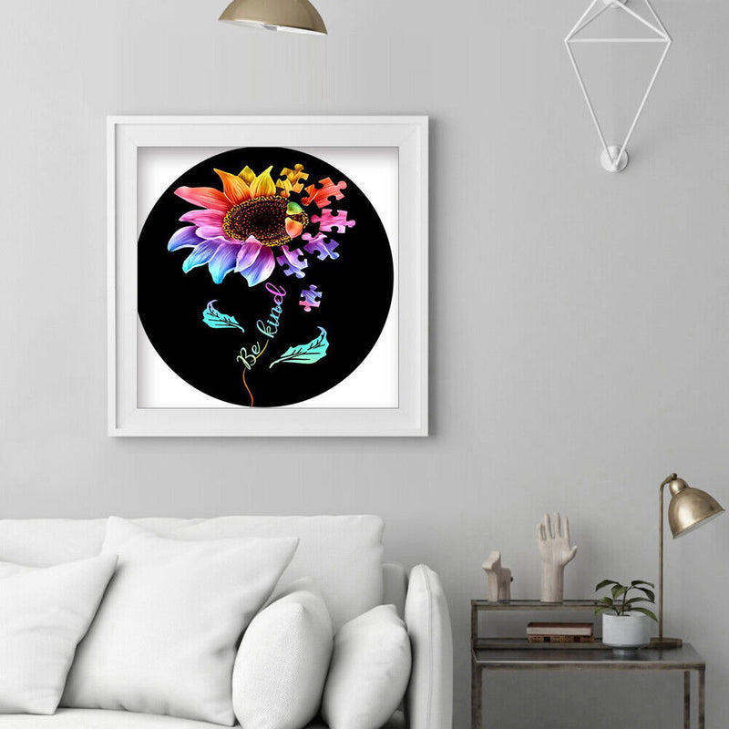 DIY Round Drill Diamond Painting Sunflower 5D Rhinestone Mosaic for Wall Gift