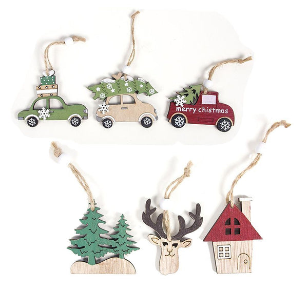 Elk Gift Wooden Hanging Pendant Craft Ornaments Christmas Tree Decor Car