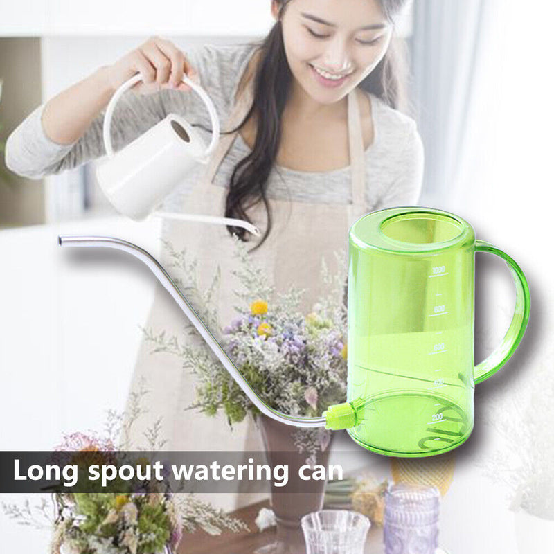 1000ml Transparent Flower Sprinkler Long Mouth Stainless Steel Watering Can Tool