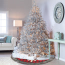 Christmas Tree Skirt Plaid Snowflake Pattern Xmas Tree Apron Round Door Carpet
