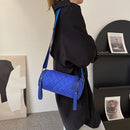 Diamond Lattice Leather Cylinder Pillow Bag for Women Shoulder Messenger Handbag