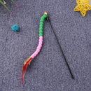 Cat Teasing Stick Colorful Pompom Feather Wand Fun Pet Teaser Rod Toys (01)