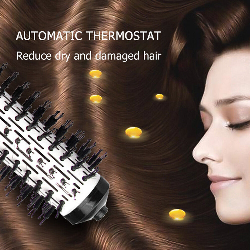 Round 2 in 1 Brush Hair Dryer Curling Straight Ion Hot Air Comb (EU Plug)