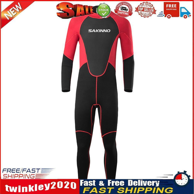 Full Body Men Neoprene Wetsuit Jumpsuit Quick-Drying Wet Suit (Red 3XL) Newly