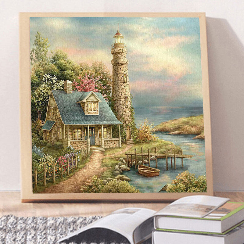 5D Diamond Painting Kit Watchtower House Full Square Drill Rhinestone DIY Wall
