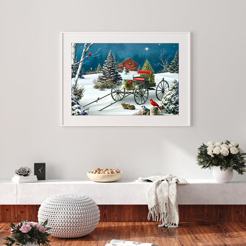 5D DIY Full Drill Cross Stitch Christmas Carriage Diamond Painting Embroidery
