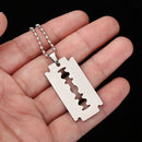 Hip Hop Street Punk Dogtag Necklace Stainless Steel Pendant Razor Blade Shaped