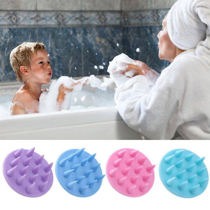 Pointed Tip Silicone Scalp Shampoo Massage Brush Head Acupoint Comb (Blue)