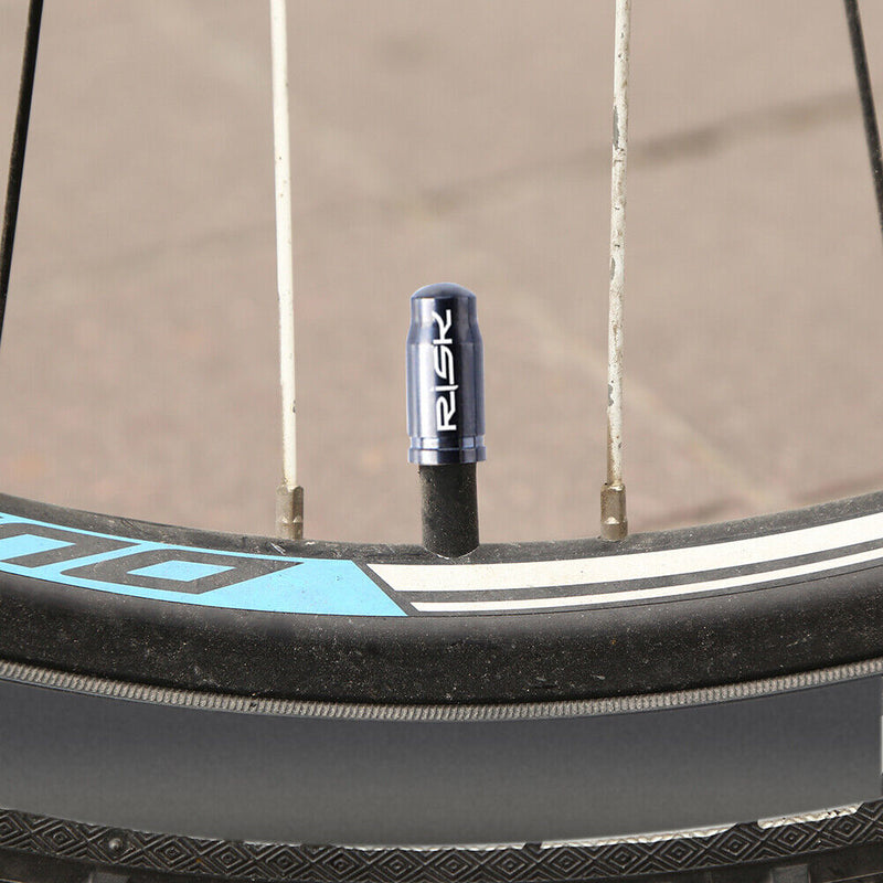 RISK MTB Road Bike Valve Cap Set Dustproof Tire Valve Cover (Black FV+Tool)