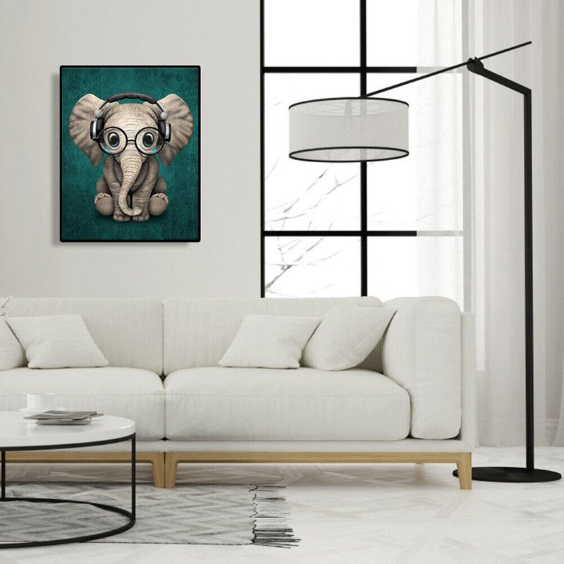 Hand Painted Craft Painting By Numbers DIY Music Elephant Digital Oil Picture