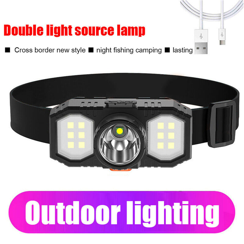 XPE COB LED Headlamp USB Rechargeable Waterproof Outdoor Fishing Headlight Newly