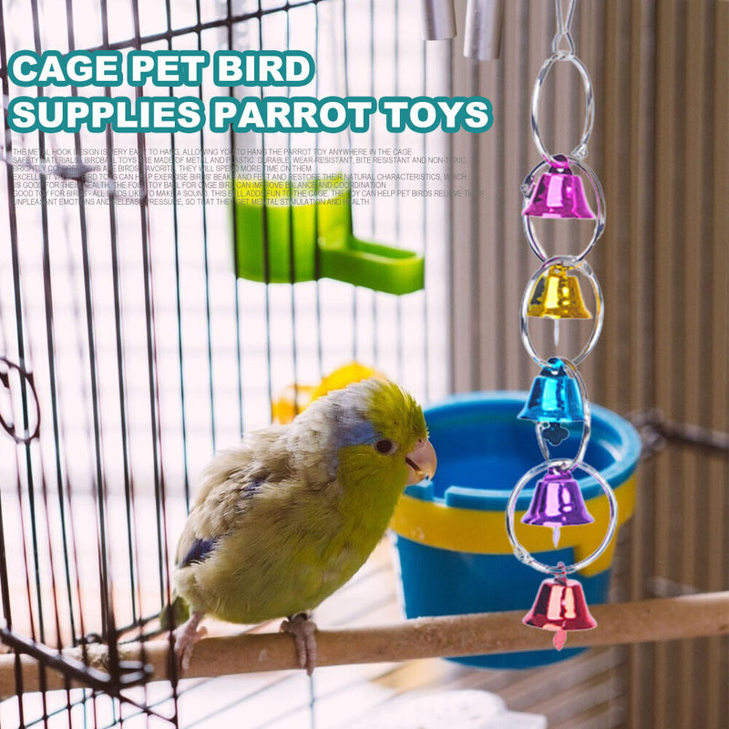 Funny Colorful Handmade Bell Hanging Bird Cage Jewelry Small Parrot Swing B