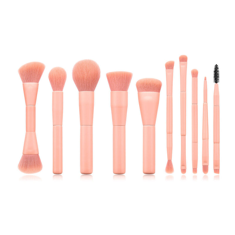 10pcs Makeup Brush Set Foundation Brush Multifunction Easy Grasp Powderpins