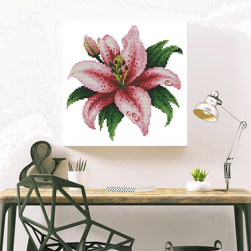 Partial Cross Stitch Blossom Lily 14CT Counted Embroidery Needlework DIY Decor