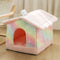 Pet House Soft Plush Warm Kennel Small Dog Cat Cave Nest Bed (Starry Sky M)