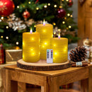 Set of 3 Flameless Battery Flickering LED Candle Lights Remote Control Glass Wa,