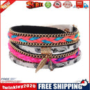 Winding Weaved Jewelry Bracelet Alloy Women Crystal Wristband(White)