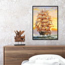Canvas Painted Oil Paint By Numbers Sailing Boat Wall Art Modern Bedroom Decor
