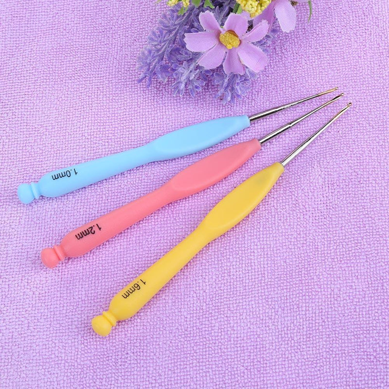 8pcs Aluminum Needle Plastic Handle Yarn Stitching Weave Crochet Hooks Kit