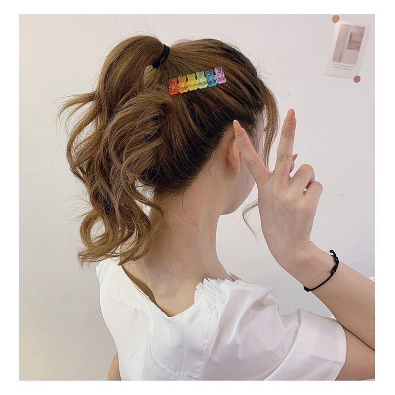 Women Gummy Headwear Jelly Bear Hairpin Colorful Hair Clip Candy Color Barrette