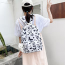 Graffiti Butterfly Print Rucksack Women Preppy Style Large Handbags Bear Pendant