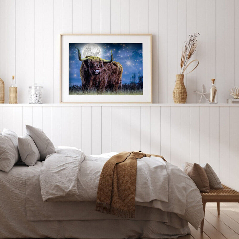 5D Diamond Painting Full Moon Cow Full Round Drill Rhinestone Kit