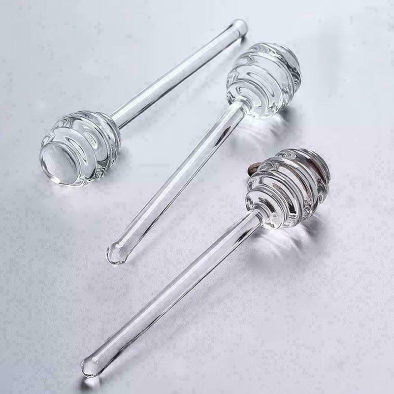 6  Honey Spoon Glass Honey Dipper Stick Syrup Dispenser For Honey Server M3N8