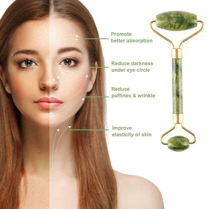Face Neck Massage Kit Jade Roller & Scraper Set Anti Ageing Massager F3T2
