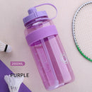Portable Women Summer Gym Water Bottle Straw Large Capacity (Purple 2000ml)