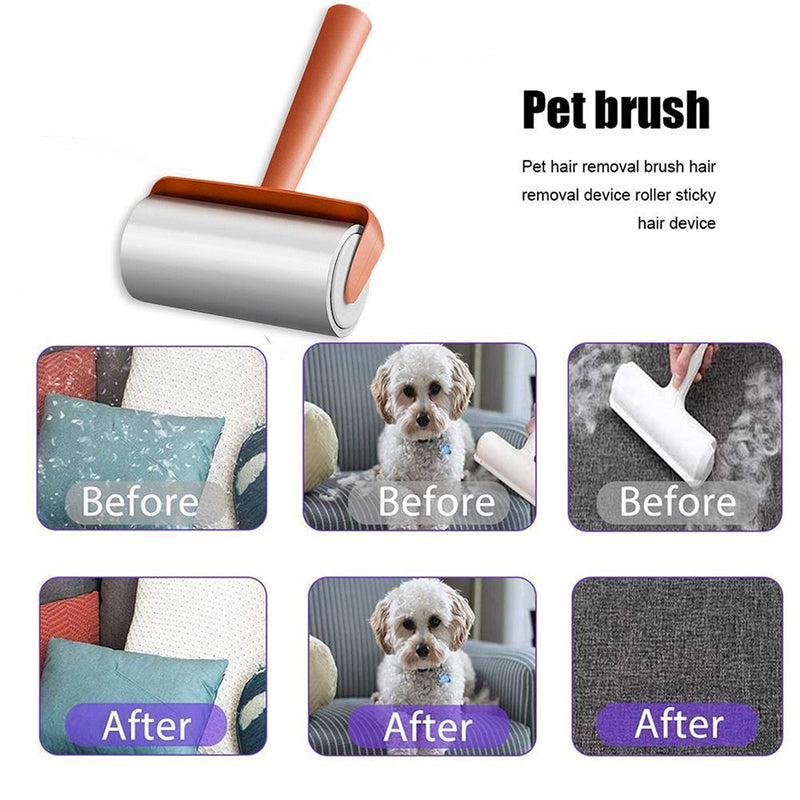 Lint Roller Clothes Sticky Dust Brush Pet Hair Sofa Fluff Remover (Orange)