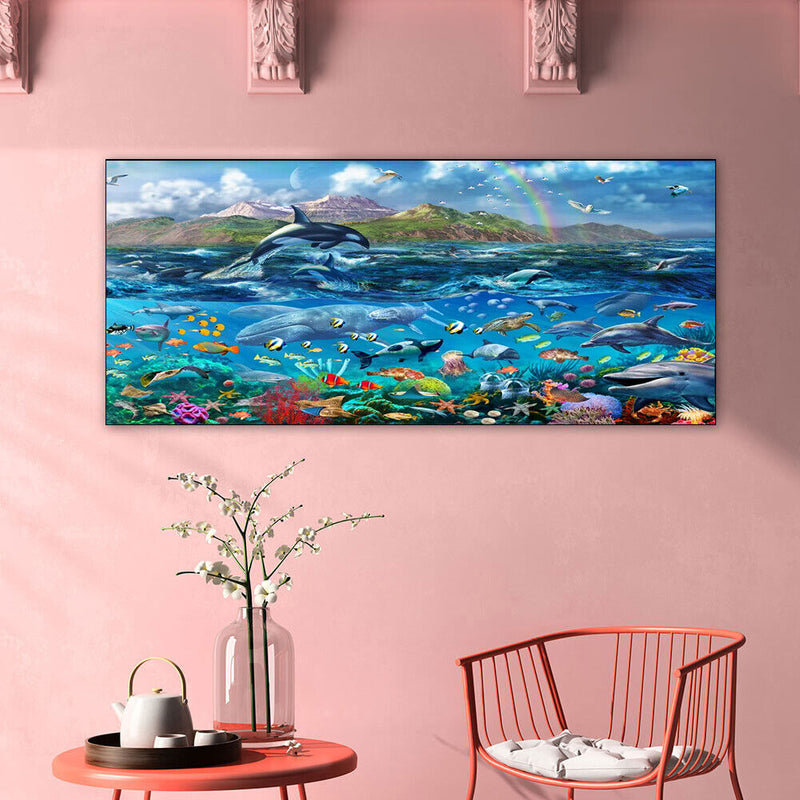 Marine Life Oil Paint By Numbers DIY Canvas Wall Art Picture Craft Home Decor