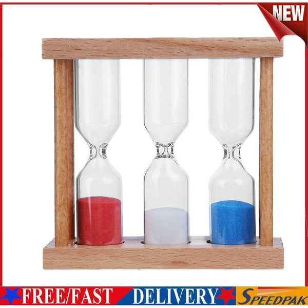 1/3/5 Minutes Wood Frame Hourglass Sandglass Sand Clock Timer Random Color #F