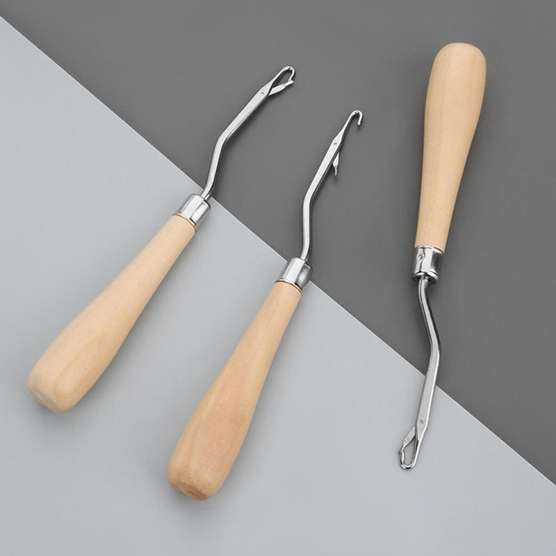 1PC Crochet Hook Wood Handle Carpet Repair Latch Crochet Needle Knitting Craft~