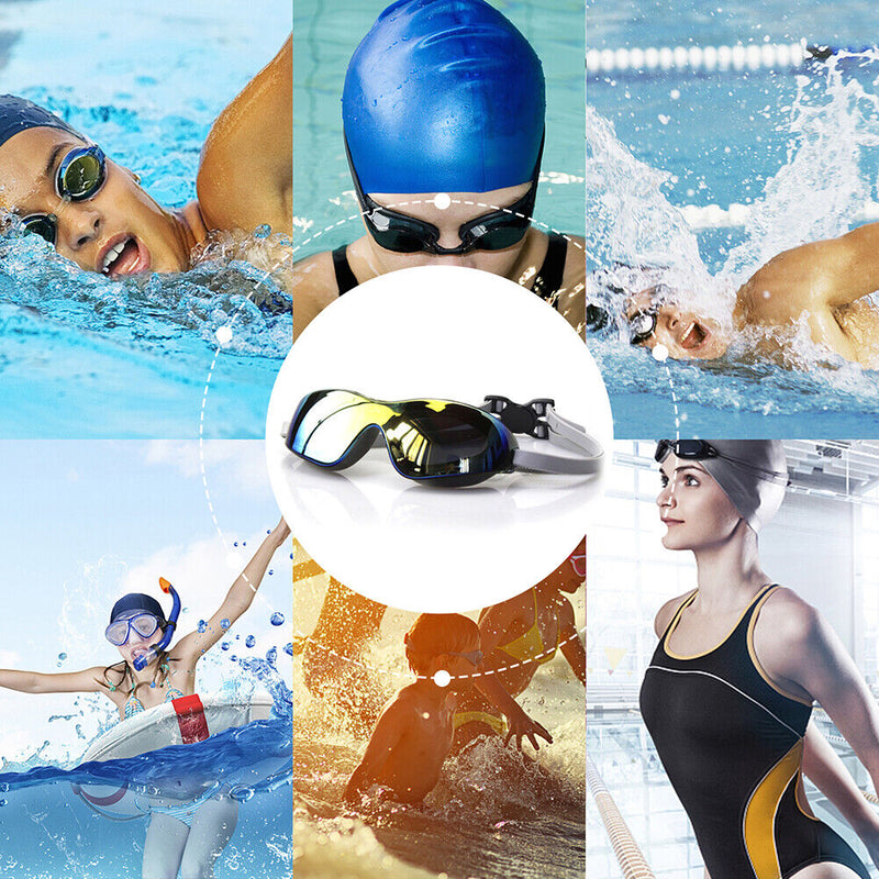 Large Frame Adults Swimming Eyewear Waterproof HD Anti-fog Swim Diving Goggle