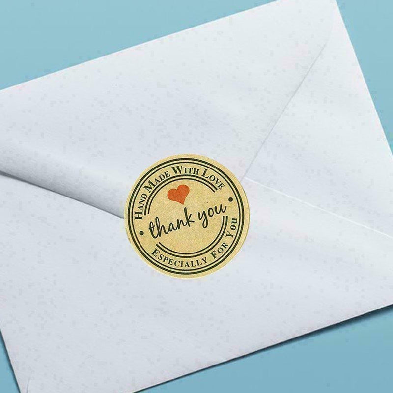 500pcs/Roll Hand made with Love Thank you Stickers Scrapbook Lables C L6C0 U5E3