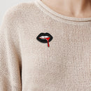 Sexy Black Lips Enamel Brooches Pins Lapel Badges Jewelry Gift for Women Men