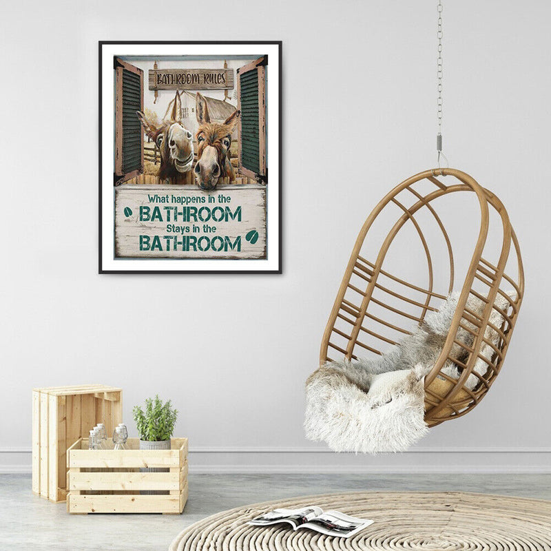 5D Diamond Painting Kit Donkey in Fence Full Round Drill Rhinestone DIY Wall Art