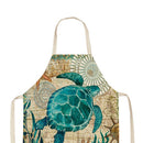 Kitchen Linen Apron Sea Turtle Print Home Restaurant Cooking Baking Bibs