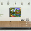 Painting By Numbers Kit DIY Lakeside Cottage Canvas Oil Art Picture Ornaments