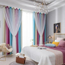 Gradient Hollow Star Curtain Full Blackout Window Blinds for Bedroom Home Decor