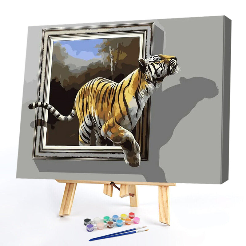 #A Tiger Oil Paint By Numbers Kit DIY Acrylic Painting on Canvas Drawing Pictu