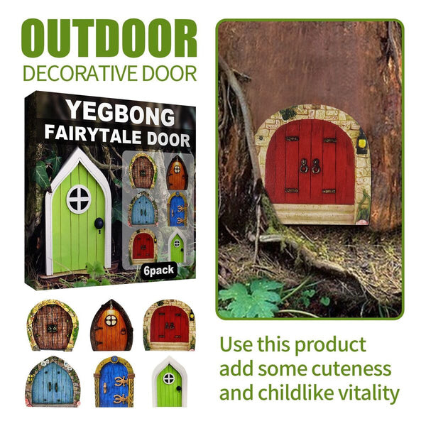 Window Home Courtyard T ree Decor Mini Dwarfs Fairy Tale Door Garden Decoration