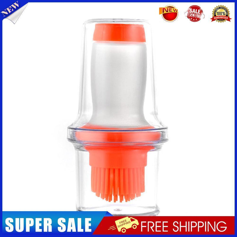 Portable Press Silicone Oil Bottle Brush Storage Cover Baking Tool (Orange)
